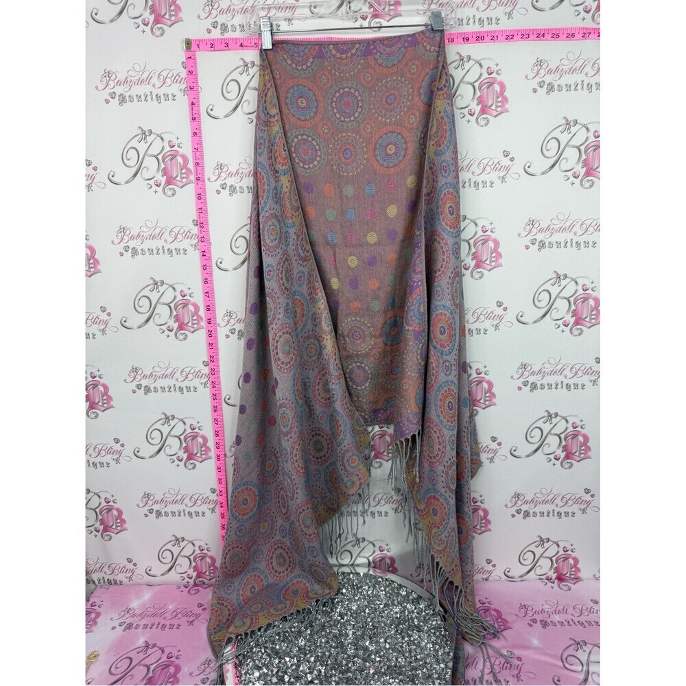 Scarf pastel tassles large wrap polka dot Medallion Pattern Fringe Shawl